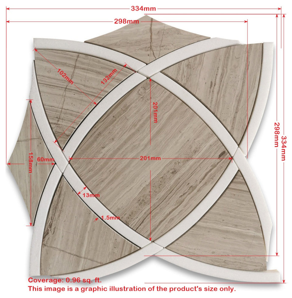 Bardiglio Gray Marble Celtic Waterjet Mosaic Tile Thassos White Ribbon, 1 sheet