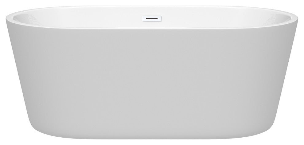 Carissa 60" Freestanding White Bathtub, Shiny White Drain and Overflow Trim