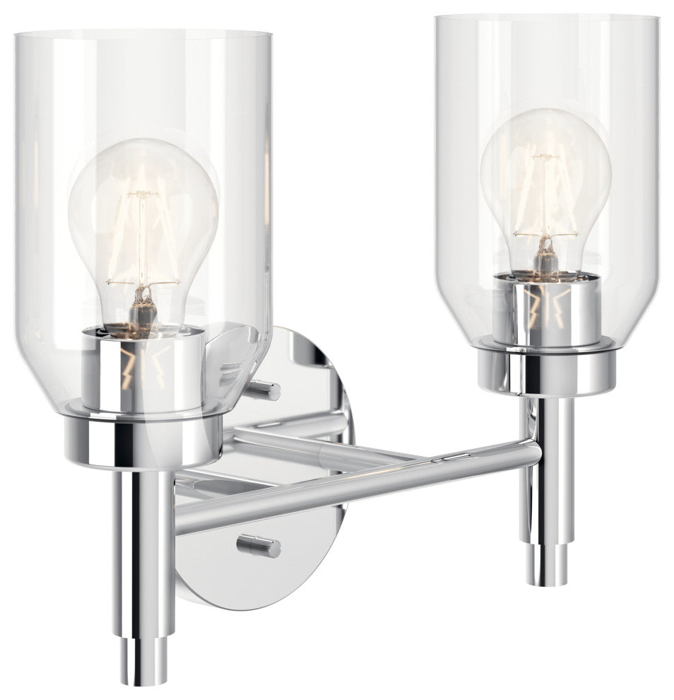 Madden Wall Sconce, Clear Glass, Chrome, 2 Light