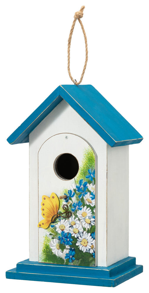 Distressed Solid Wood Daisy Birdhouses
