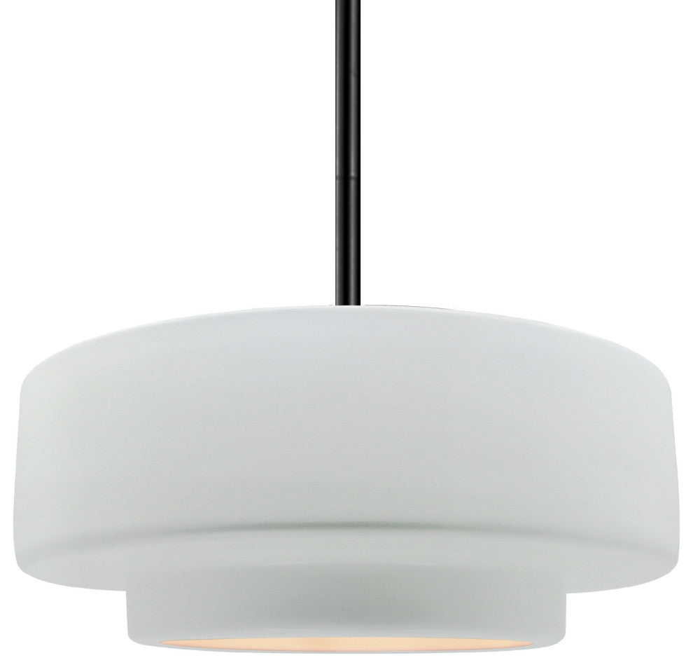 Radiance Medium Tier Pendant, Gloss White Frame, Black, LED, Rigid Stem Kit
