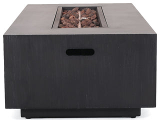Jasmine Outdoor Iron 50K BTU Rectangular Fire Pit Table, Brushed Black