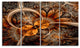 Dark Orange Fractal Flower, Abstract Canvas Art Print, 48"x28", 4 Panels