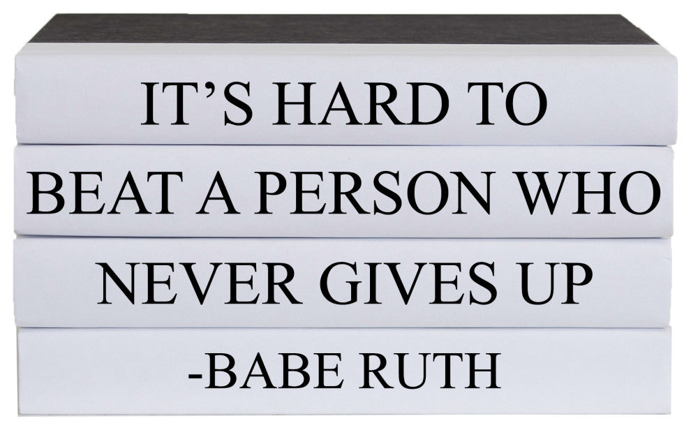 Never Give Up Quote Book Stack, S/4