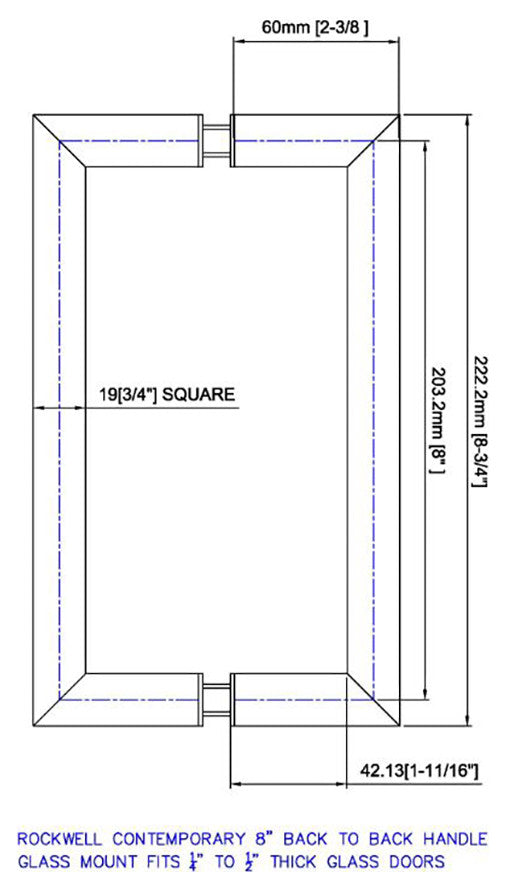 8" Back to Back Square Pull, Brushed Nickel