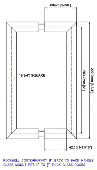 8" Back to Back Square Pull, Brushed Nickel