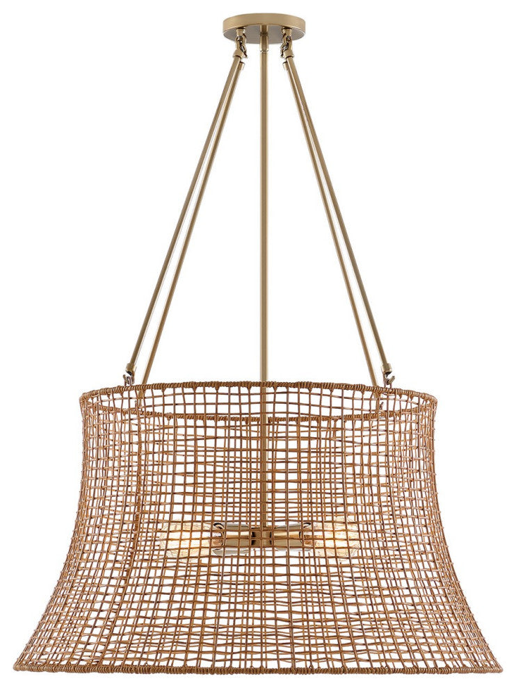 Longleaf 4-Light Outdoor Chandelier, Burnished Brass