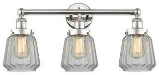 Edison Chatham 3-Light 25" Vanity Light, Polished Nickel With Matte White Shade