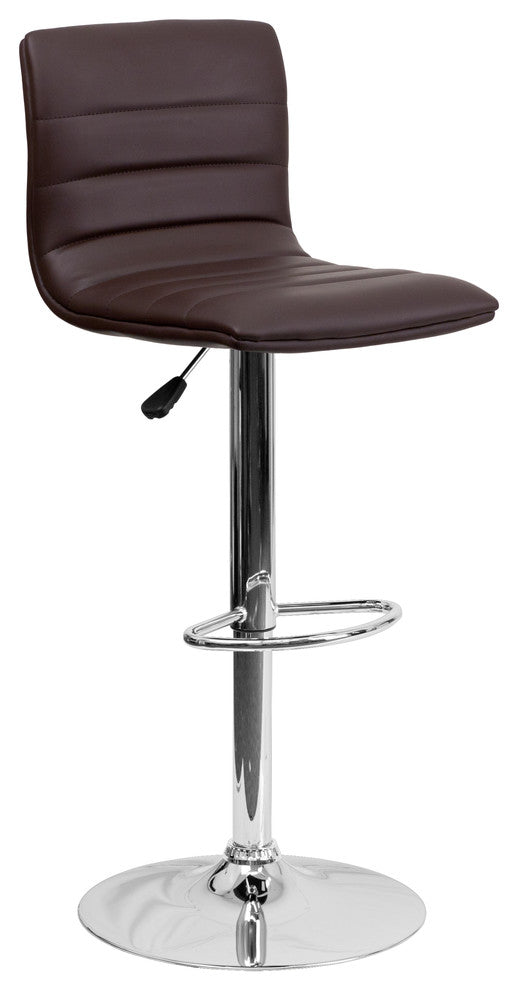 Flash Furniture 25" to 33" Striped Bar Stool in Brown with Chrome Base