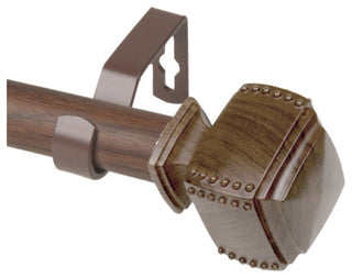 Cordell 1" Diameter Curtain Rod, Dark Walnut, 66-120"