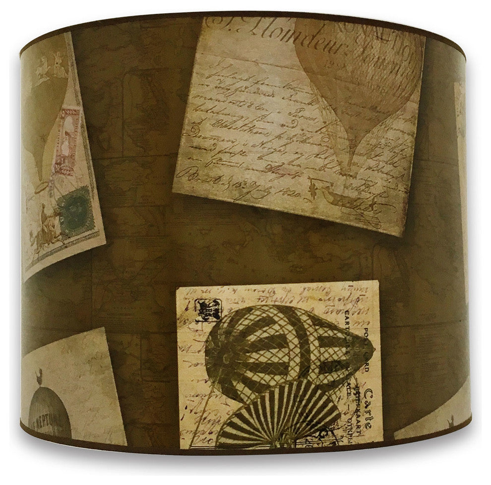 Vintage Letters Hard Back Lampshade, Vintage Letters, 10"x10"x8"