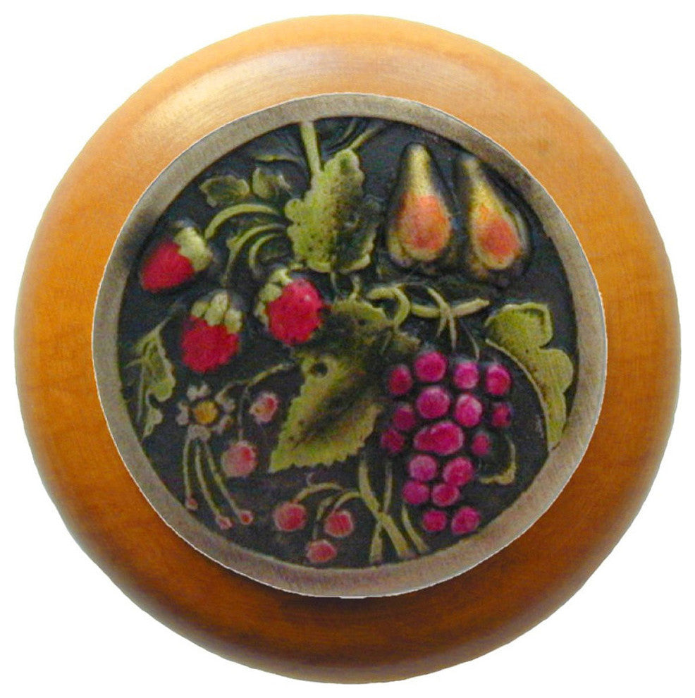 Tuscan Bounty Maple Wood Knob, Hand-Tinted Brass