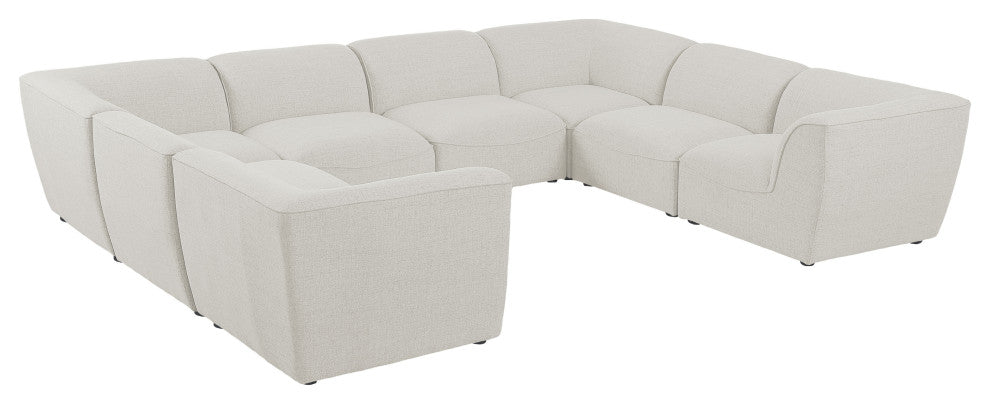 Miramar Linen Textured Fabric  8-Piece Modular U-Shaped Sectional, Cream