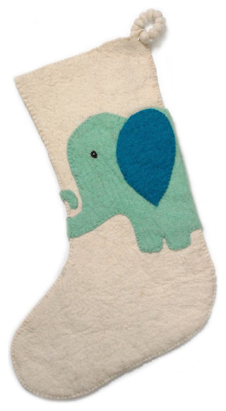 Elephant Christmas Stocking in Cream and Blue