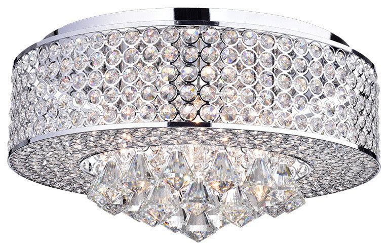 Wendu 17" Round Crystal Lamp, Chrome