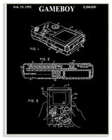Patent Gameboy Game Chart Black And White Design, 12"x18"
