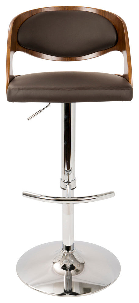 LumiSource Pino Barstool With Swivel, Walnut And Brown