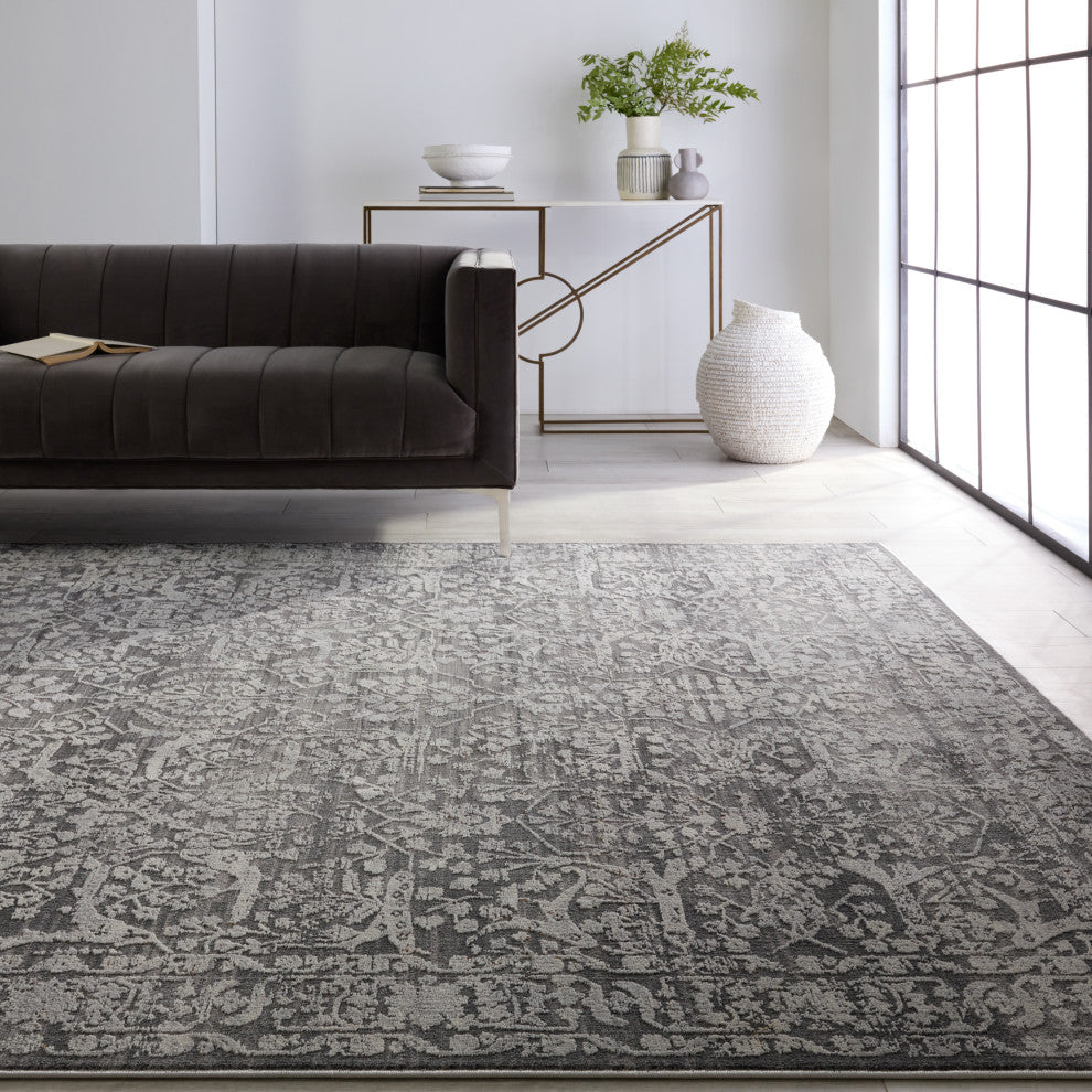 Jaipur Living Elvira Floral Gray/ Cream Area Rug 7'10"X10'