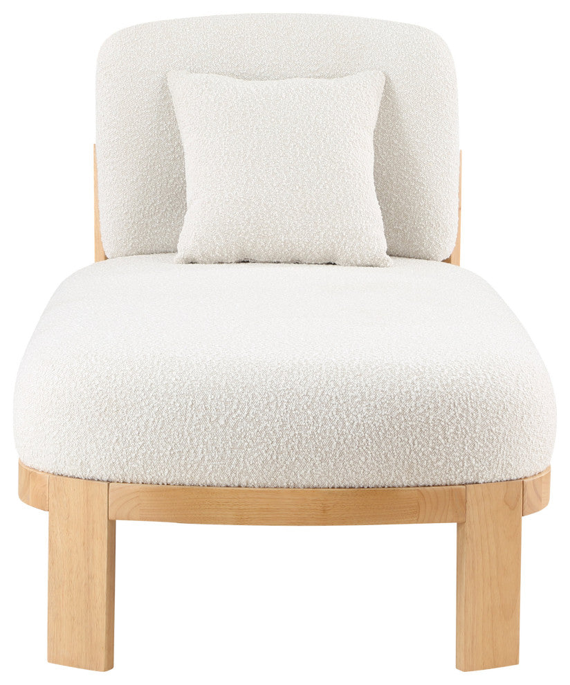 Maybourne Boucle Fabric Upholstered Chaise/Bench, Cream, Natural Finish