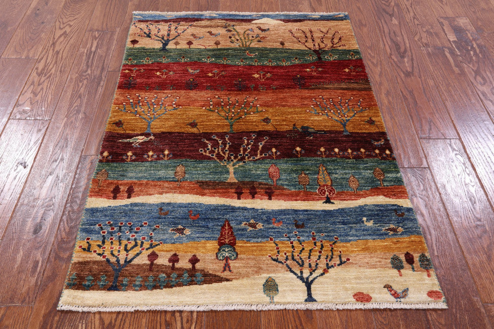 2' 10" X 4' 1" Handmade Tribal Persian Gabbeh Wool Rug Q10712