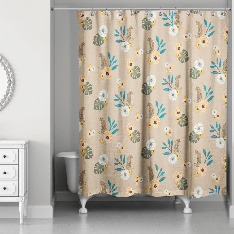 Tropical Jag Beige 71x74 Shower Curtain