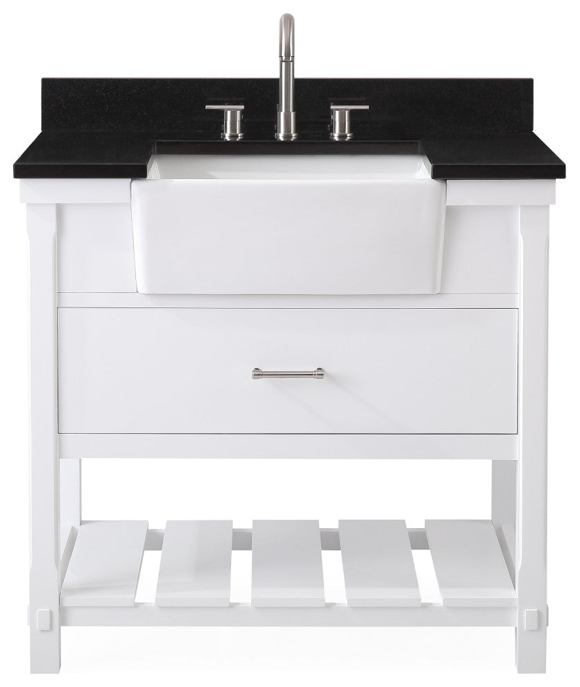 36" Kendia Farmhouse Sink Bathroom Vanity GD-7036-WT36-GT