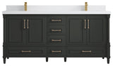 Aberdeen 72 Double Sink Bath Vanity in Black Top 2" White Quartz