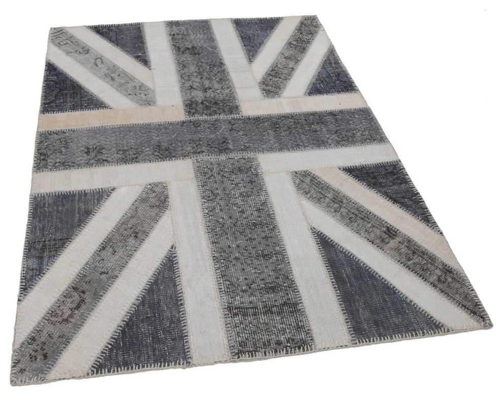 Rug N Carpet - Handmade Oriental 4' 9'' x 6' 4'' Flag Patchwork Rug