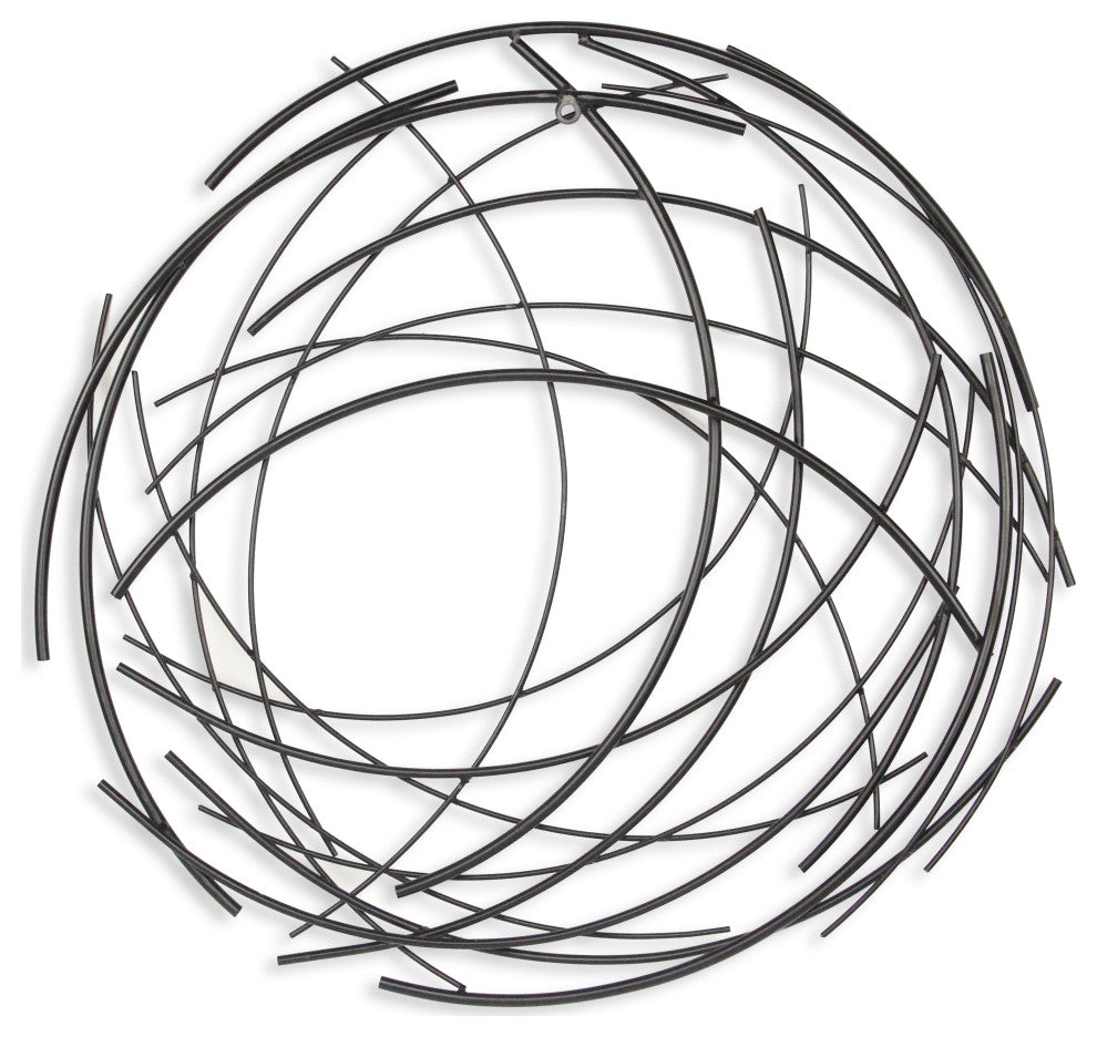 Denine Black Abstract Round Wall Art