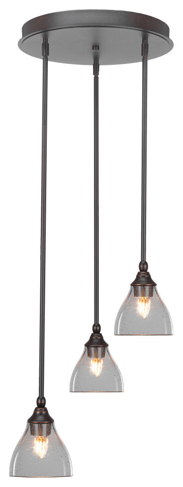 Empire 3-Light Cluster Pendalier, Dark Granite/Clear Bubble