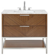 Diamond 36" Bath Vanity, Walnut/Brushed Nickel, 36", Marble Top