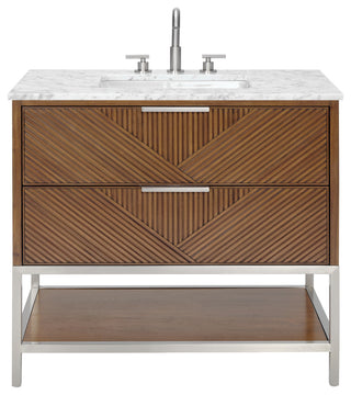 Diamond 36" Bath Vanity, Walnut/Brushed Nickel, 36", Marble Top