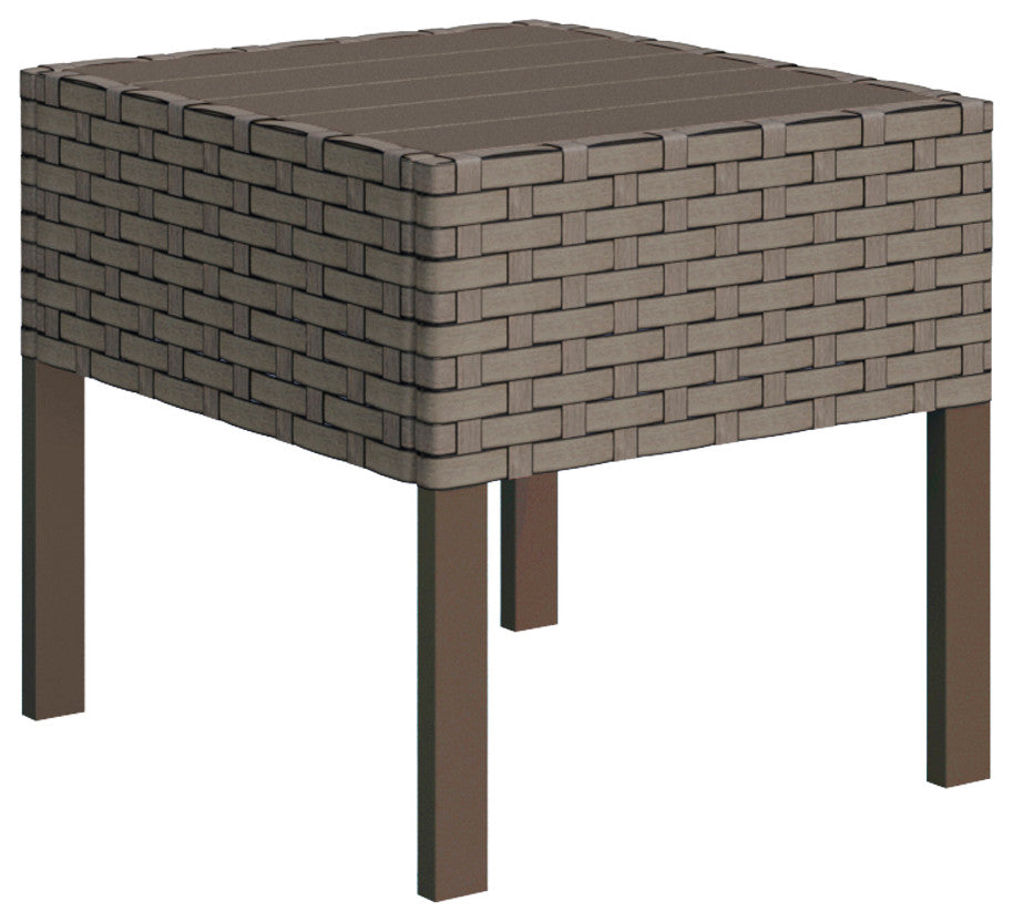 Keys Outdoor End Table in Summer Fog Wicker