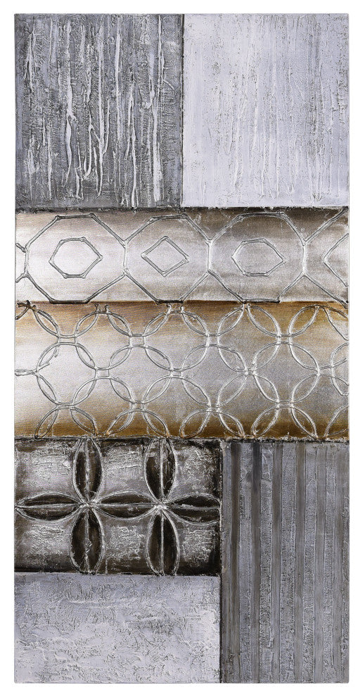 Stacked Abstract Wall Art Textured Metallic Hand Painted by Martin Edwards, Stacked 1