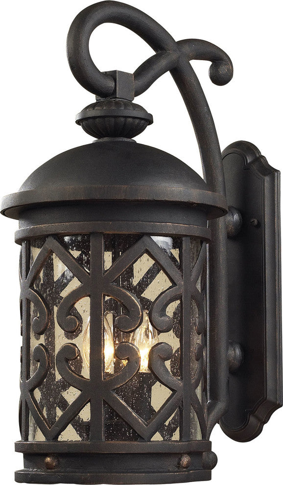 Tuscany Coast 2-Light Exterior Wall Mount, Weathered Charcoal