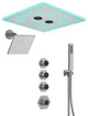 Music Shower System 16x6"Rainfall LED Shower Head With4 Way Thermostatic Faucet, Brushed Nickel