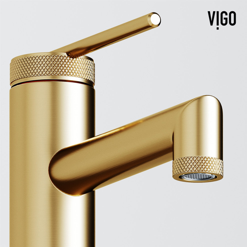 VIGO Sterling 7" H Single Handle Single Hole Bathroom Faucet, Matte Brushed Gold, Without Extras