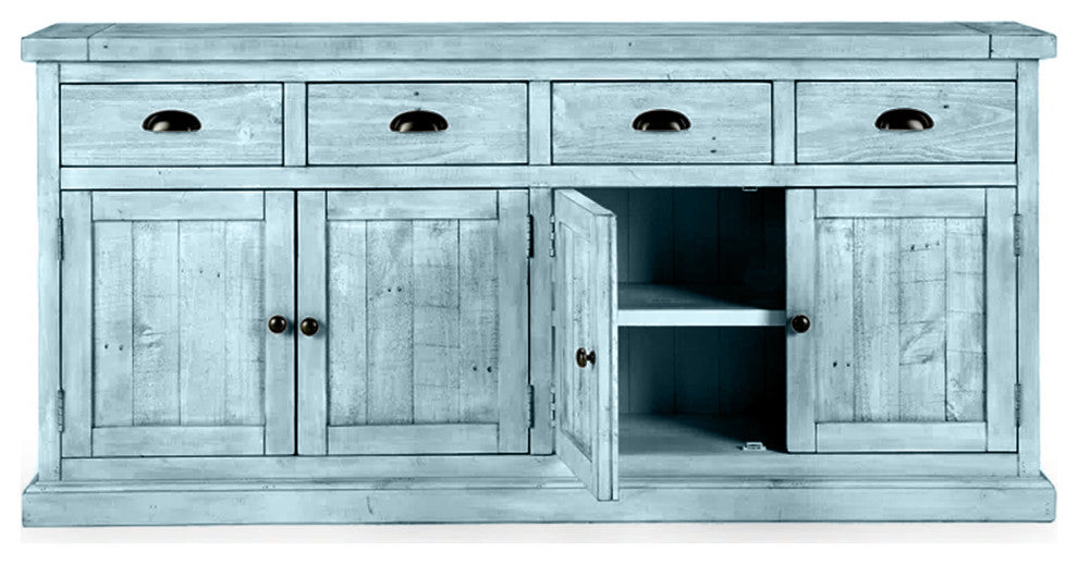 80" Rustic Sideboard Buffet, Interesting Aqua