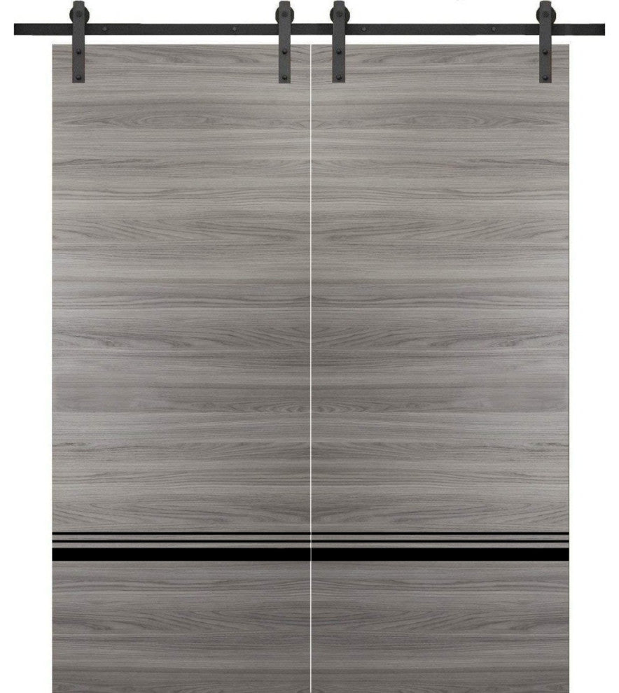 Sturdy Double Barn Door 72 x 84 with | Planum 0012 Grey Matte with  | 13FT