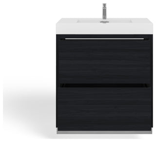 Boutique Bath Vanity, Black, 30", Single Sink, Freestanding