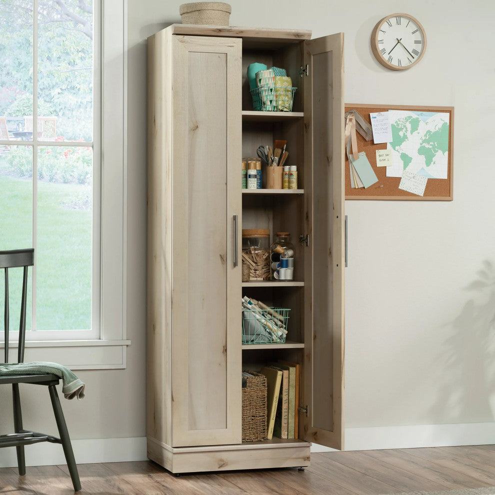 Rustic Storage Cabinet, Frame Paneled Doors With Metal Handles, Pacific Maple