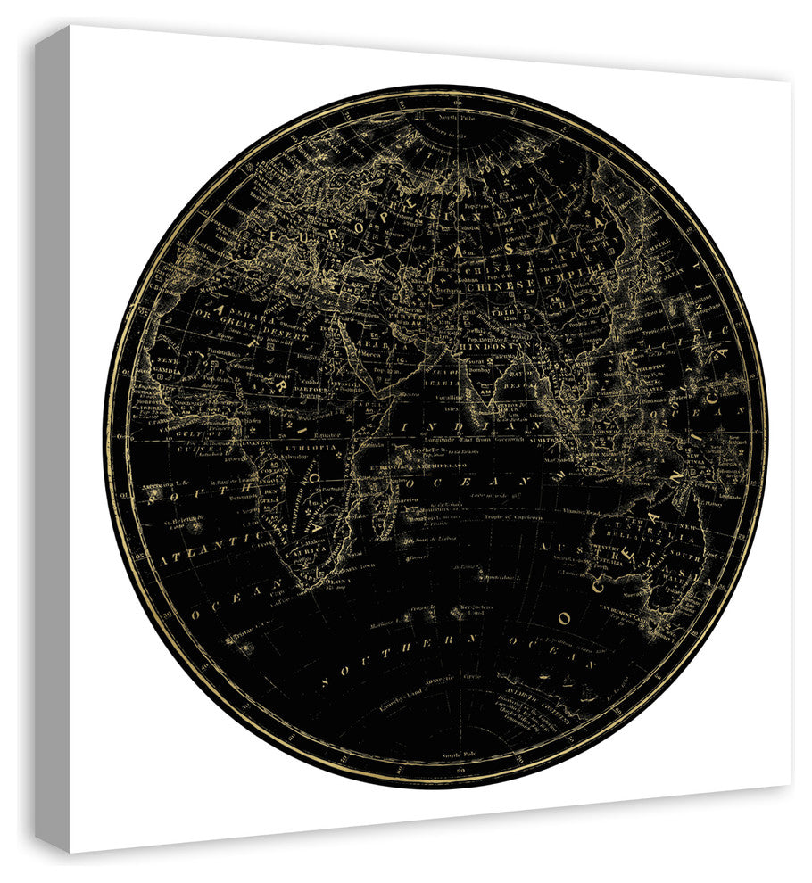 Globe Circle Print 3 24x24 Canvas Wall Art