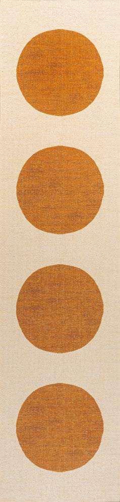 Cirkel Minimalist Geometric Dot Machine-Washable Area Rug, Cream/Rust, 2x8