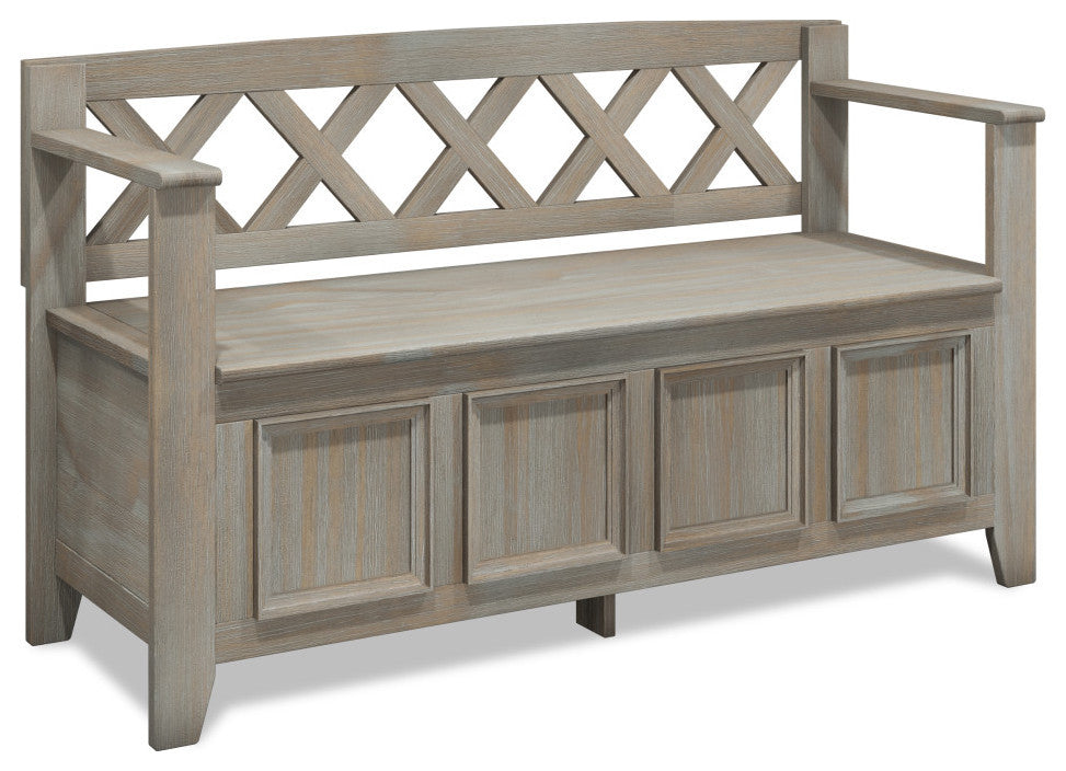 Amherst Entryway Storage Bench, Distressed Gray