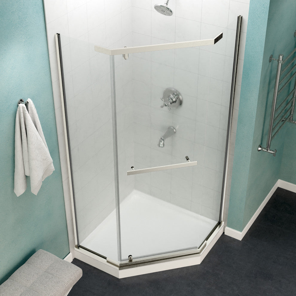 ANZZI Castle 49"x72" Hinged Semi-Frameless Shower Door, Brushed Nickel