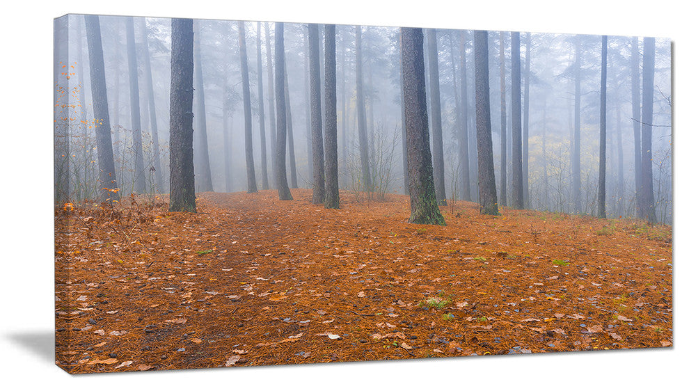 Foggy Dense Forest in autumn, Modern Forest Canvas Art, 32"x16"