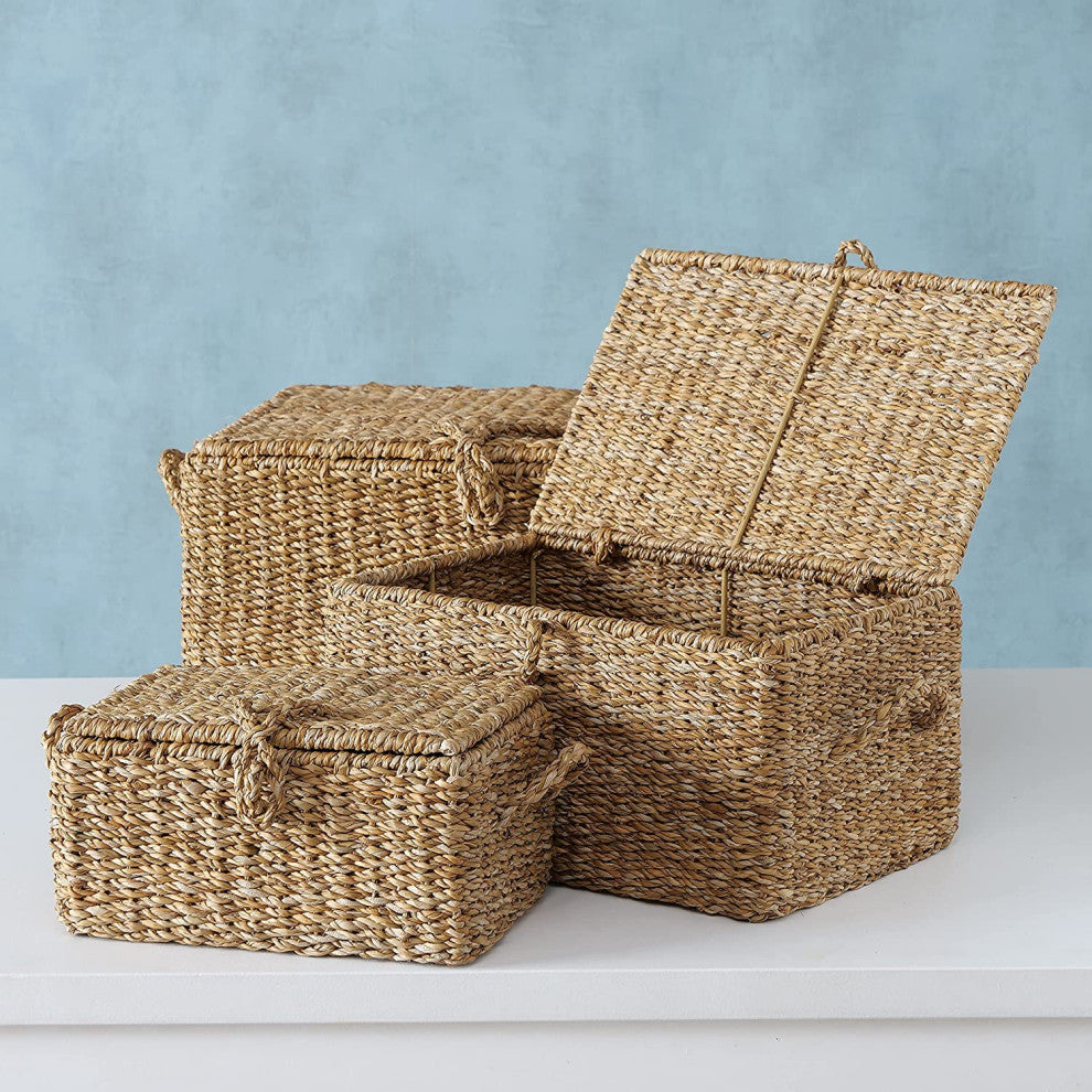 3 Piece Wicker Trunk Set