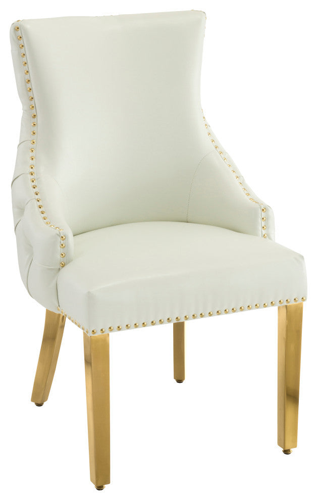 The Tuft Dining Chair, White, Faux Leather, Set of 2