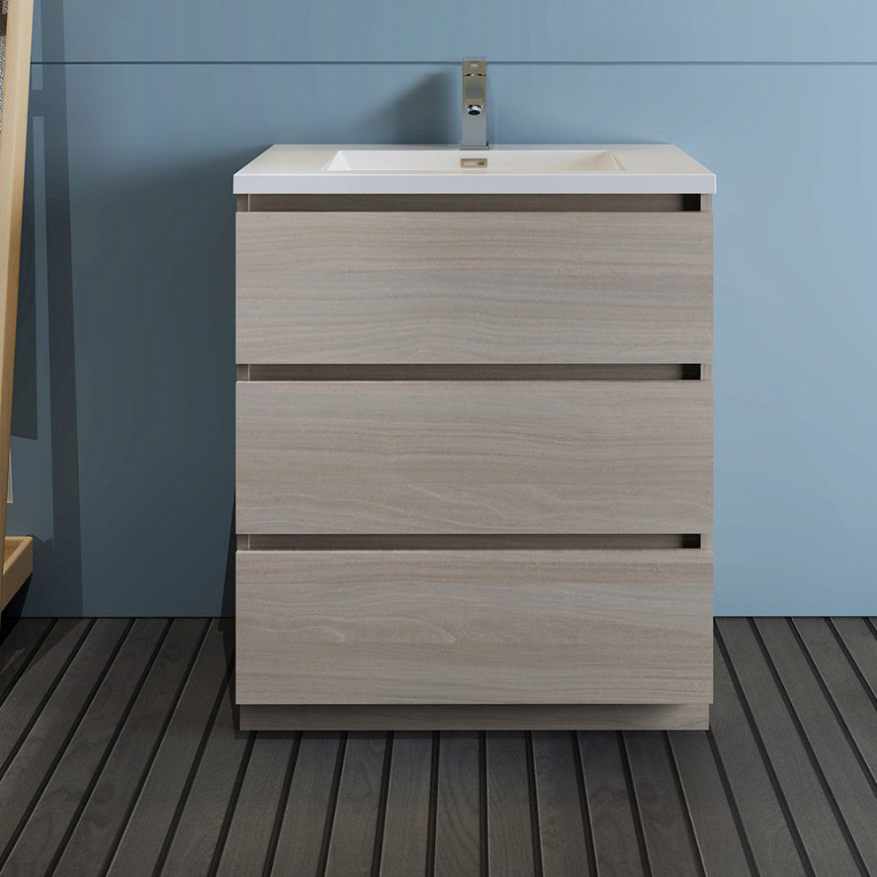 Fresca Lazzaro 30" Gray Wood Cabinet With Integrated Sink