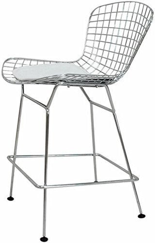 OCC set of 1- Chromed Steel Wire Frame Counter Height Stool
